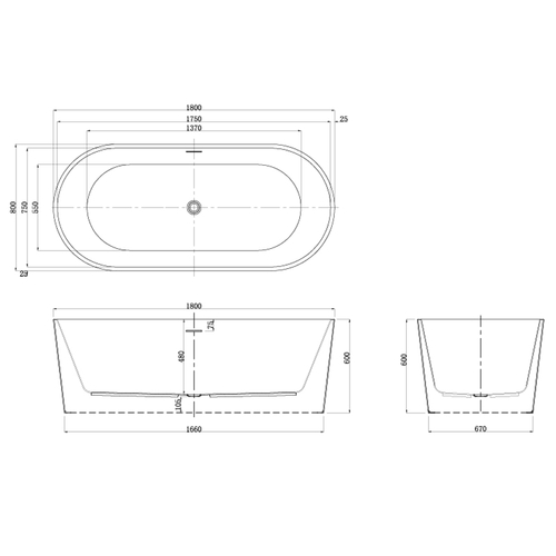 Ванна акриловая Azario Bristol 180х80 отдельностоящая (BRI18080)
