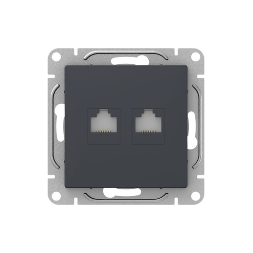 Механизм розетки RJ45 - 2шт, (cat6), графит Эпика EKF