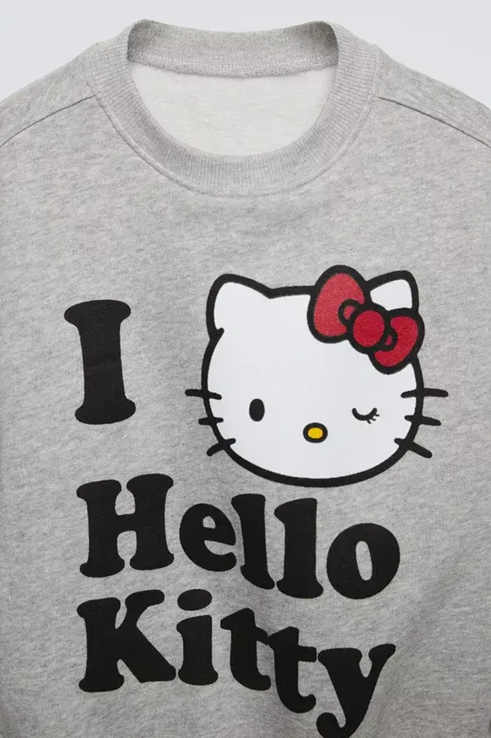 ZARA ТОЛСТОВКА I LOVE HELLO KITTY ©, СЕРЫЙ С МЕЛАНЖЕВЫМ ЭФФЕКТОМ