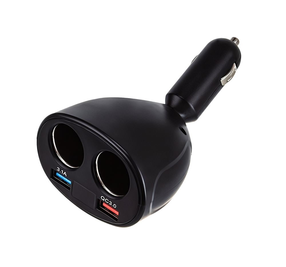 Разветвитель прикуривателя WALKER WSC-31, 100Вт, 2 разъема с дисплеем