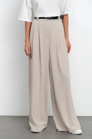 Брюки палаццо бежевого цвета