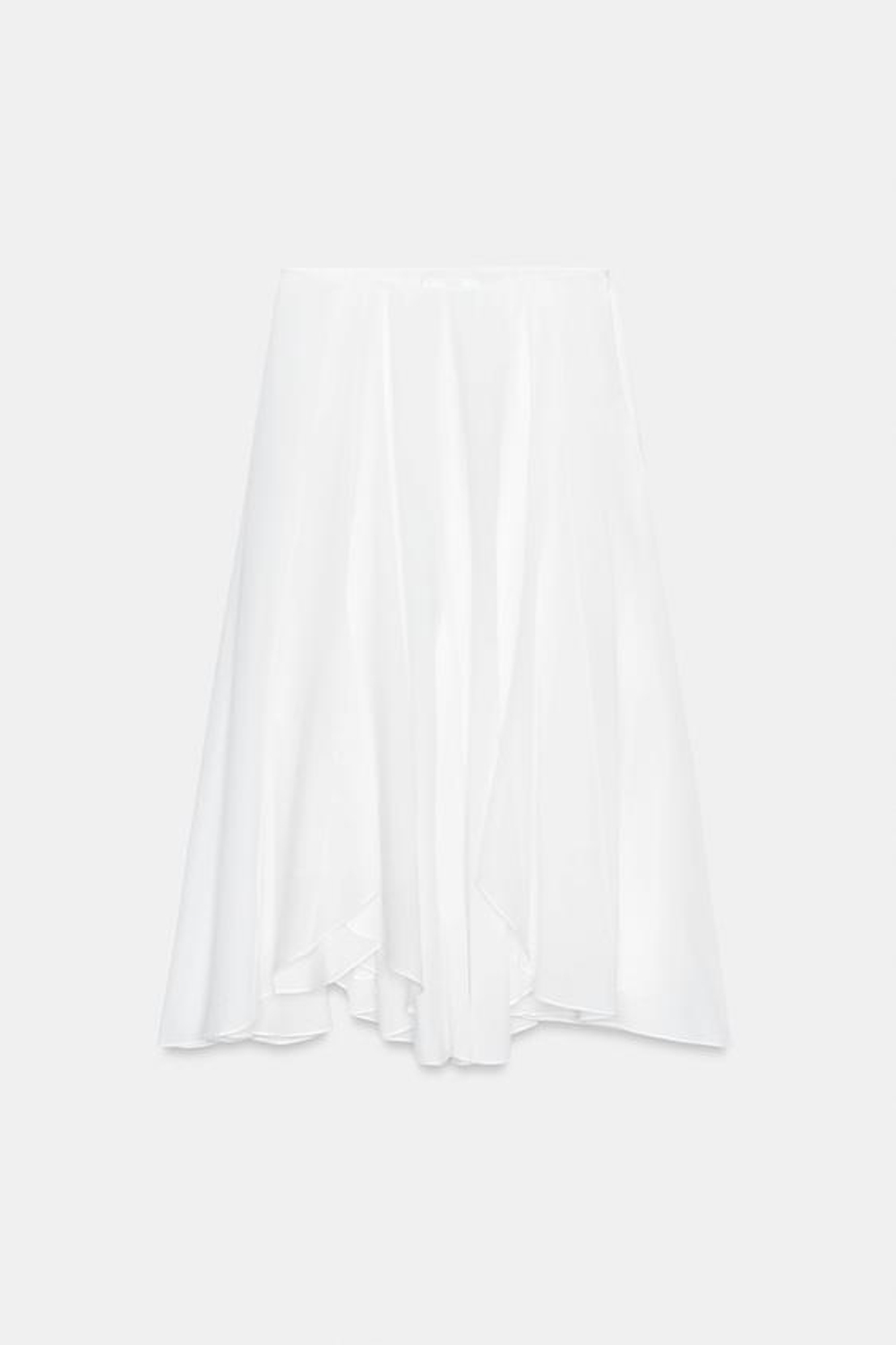 ZARA СТРУЯЩАЯСЯ ЮБКА АСИММЕТРИЧНОГО КРОЯ — ZW COLLECTION, БЕЛЫЙ