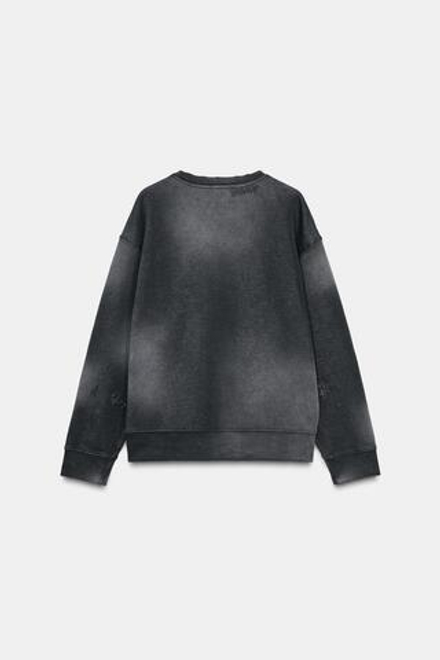 ZARA ТОЛСТОВКА С ЭФФЕКТОМ ПОТЕРТОСТИ, ЧЕРНЫЙ