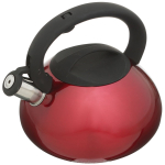 Чайник нерж, 3 л, свист, зеркал, ручк с силик покр, Daniks, индукц, красн, DSC-8798