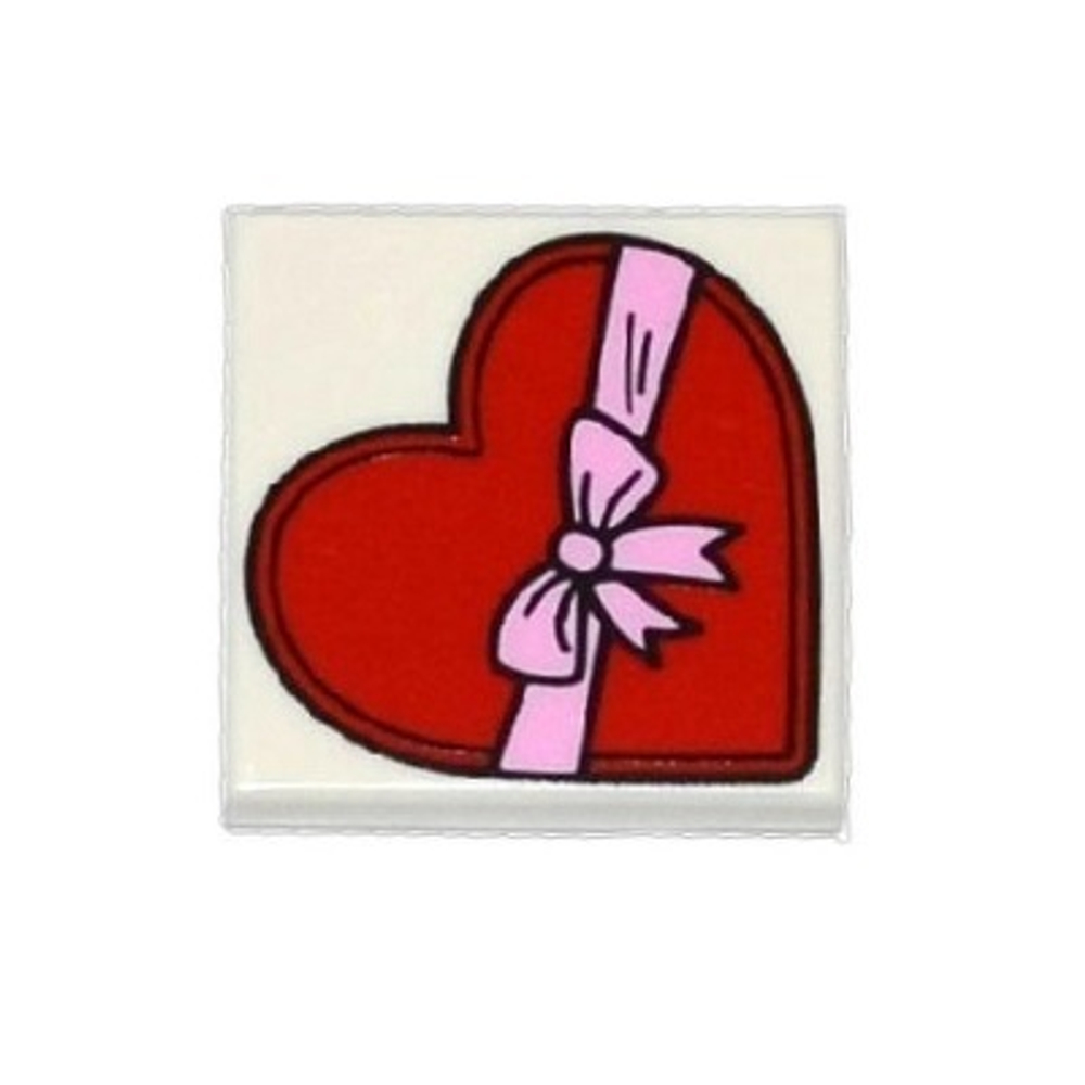 Плитка 2 x 2 с красным сердечком 3068pb0924