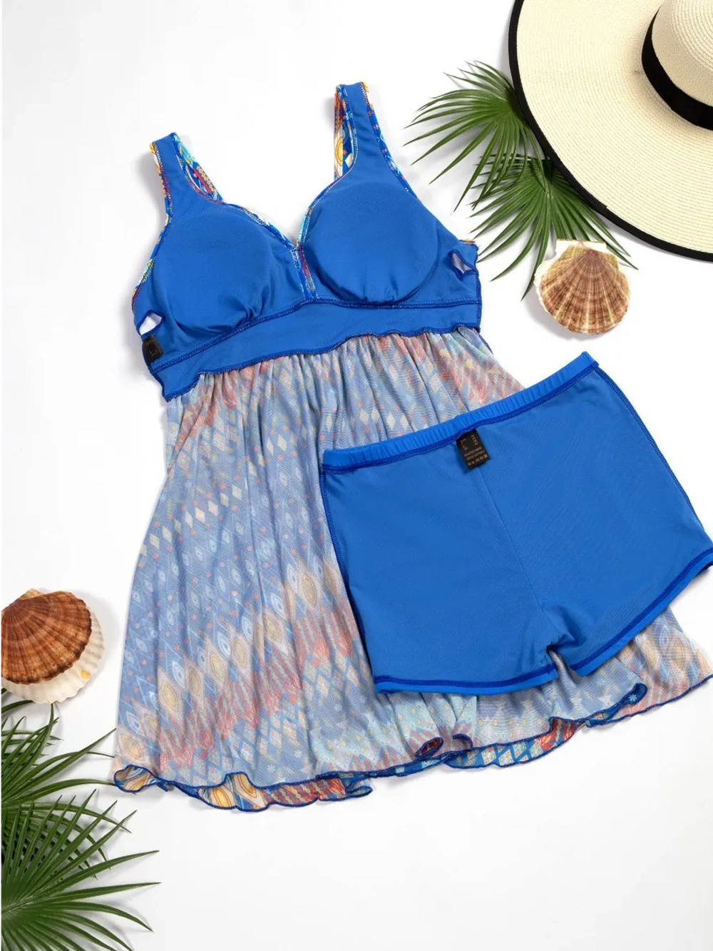 купальник танкини больших размеров с шортами раздельный