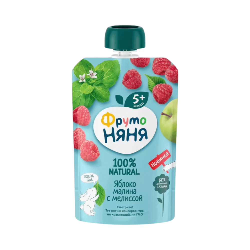Пюре ФРУТО НЯНЯ яблоко малина с мелиссой 90г