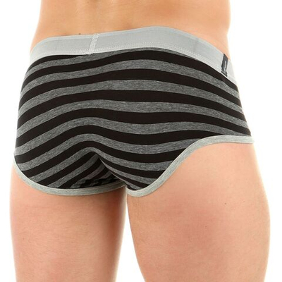 Серо-черные мужские трусы-брифы в полоску (Размер: XL) (Цвет: серый)