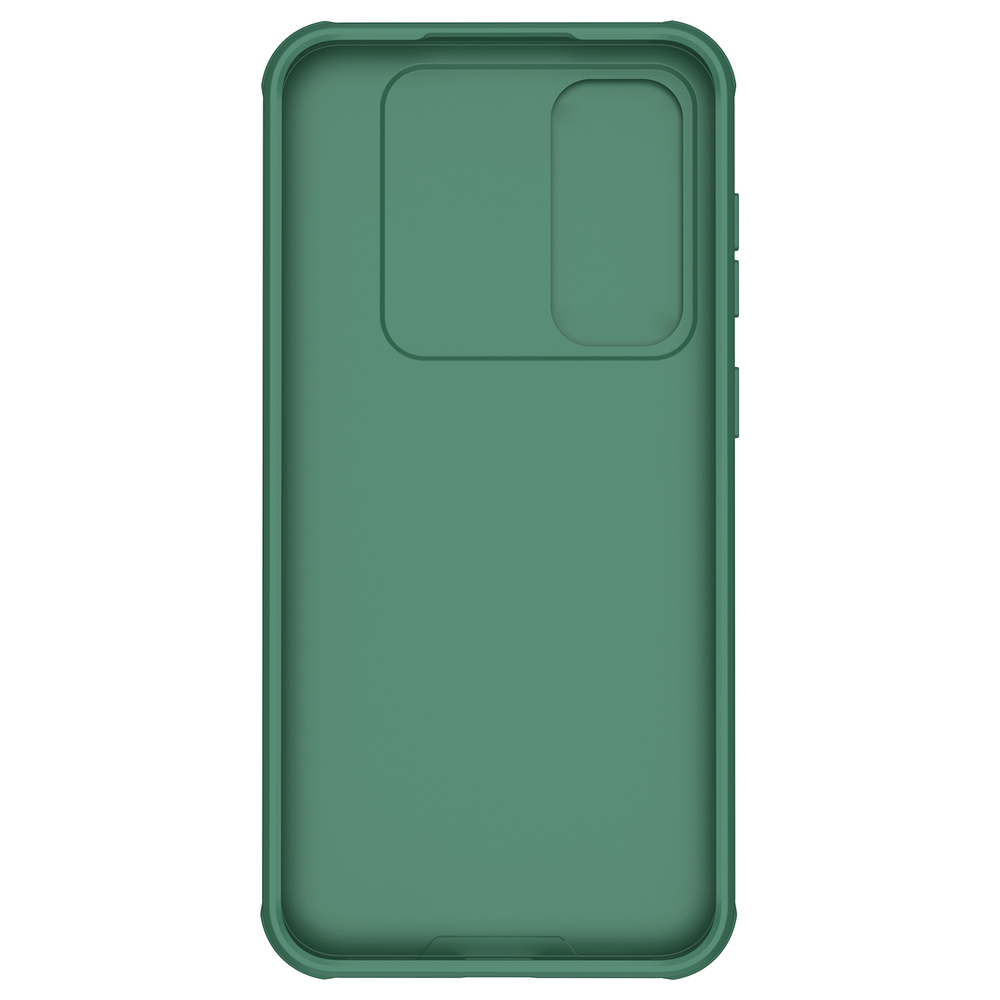 Чехол зеленого цвета (Deep Green) с защитной шторкой для камеры от Nillkin на Samsung Galaxy S23 FE, серия CamShield Pro Case