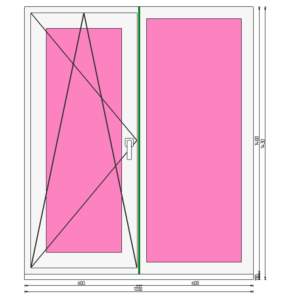 Пластиковое окно 1400 х 1200 ТермА Эко