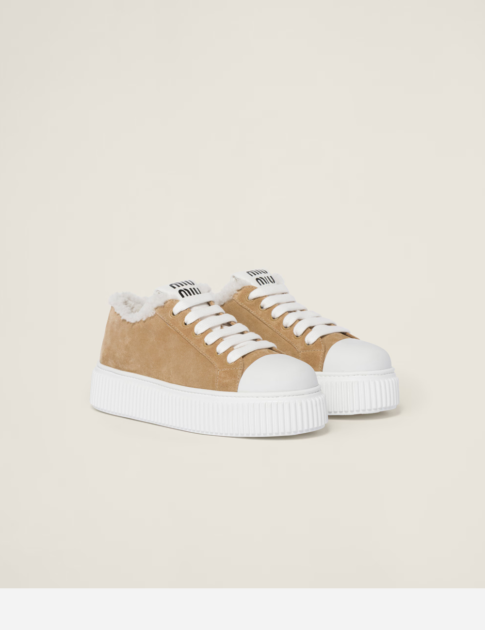 Miu Miu Ecru Suede Sneakers (5E986D_Z0G_F0379_F_005)