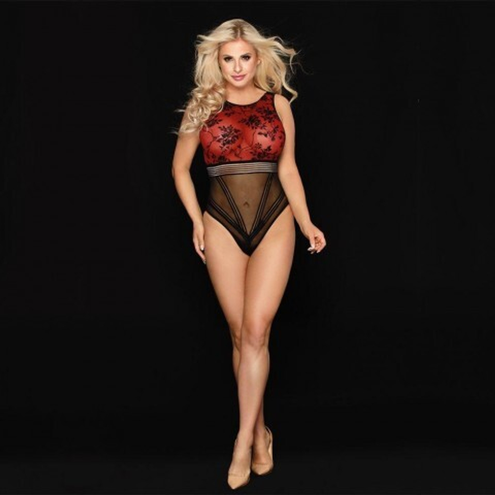 Двухцветный боди с принтом "Розы"