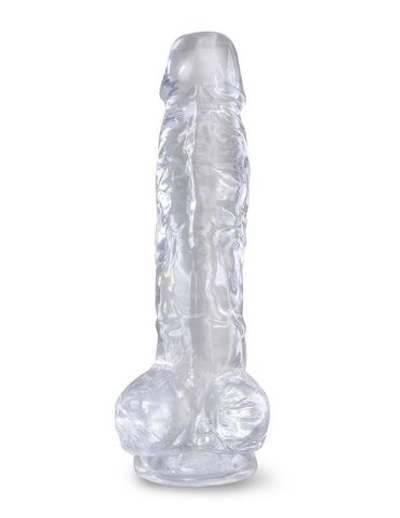 Прозрачный фаллоимитатор 8 Cock with Balls - 22,2 см. (Цвет: прозрачный)