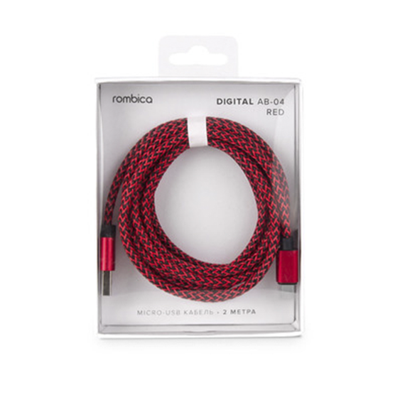 Кабель Rombica Digital AB-04B Micro USB to USB cable 2 м (CB-AB04R) красный