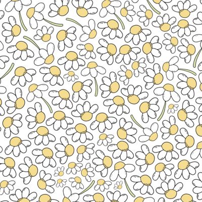 принт с ромашками в дудло стиле