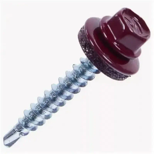 Саморез кровельный вишневый 5,5х25мм 7 штук