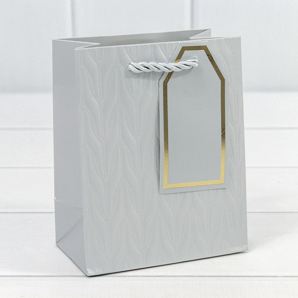 Пакет подарочный 12х15х7см Премиум "Узор" (Серебряный)