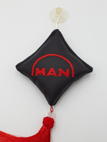 Ромб объемный на присоске MAN (экокожа, черный, красная вышивка, кисть)