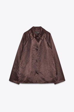 ZARA АТЛАСНАЯ КУРТКА — ZW COLLECTION, БУРГУНДИ