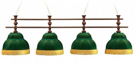 Лампа Барон-Люкс 3пл. ясень (№1,бархат зеленый,бахрома желтая,фурнитура золото)