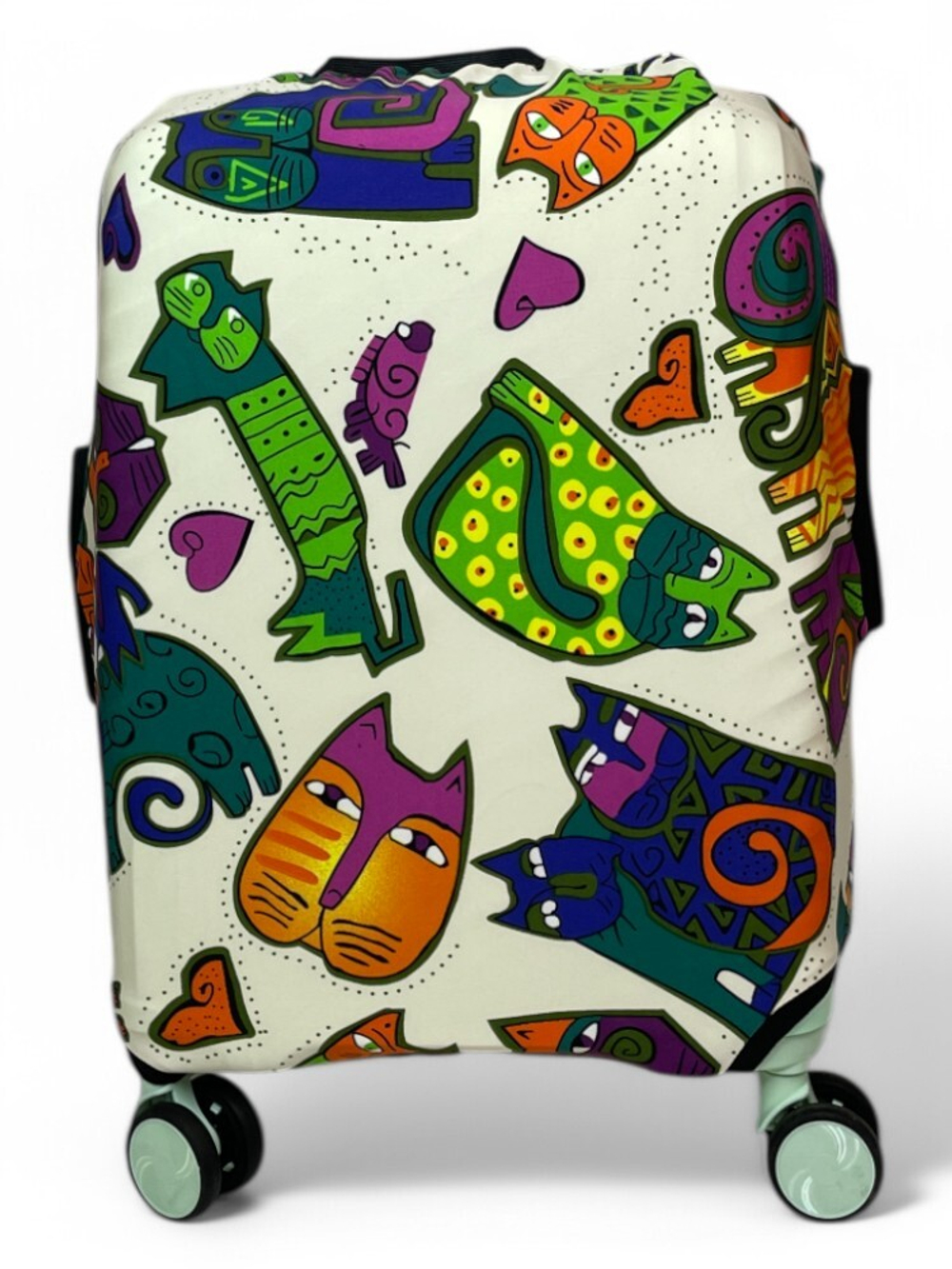 Чехол на чемодан 20", цвет белый/разноцветный, Коты