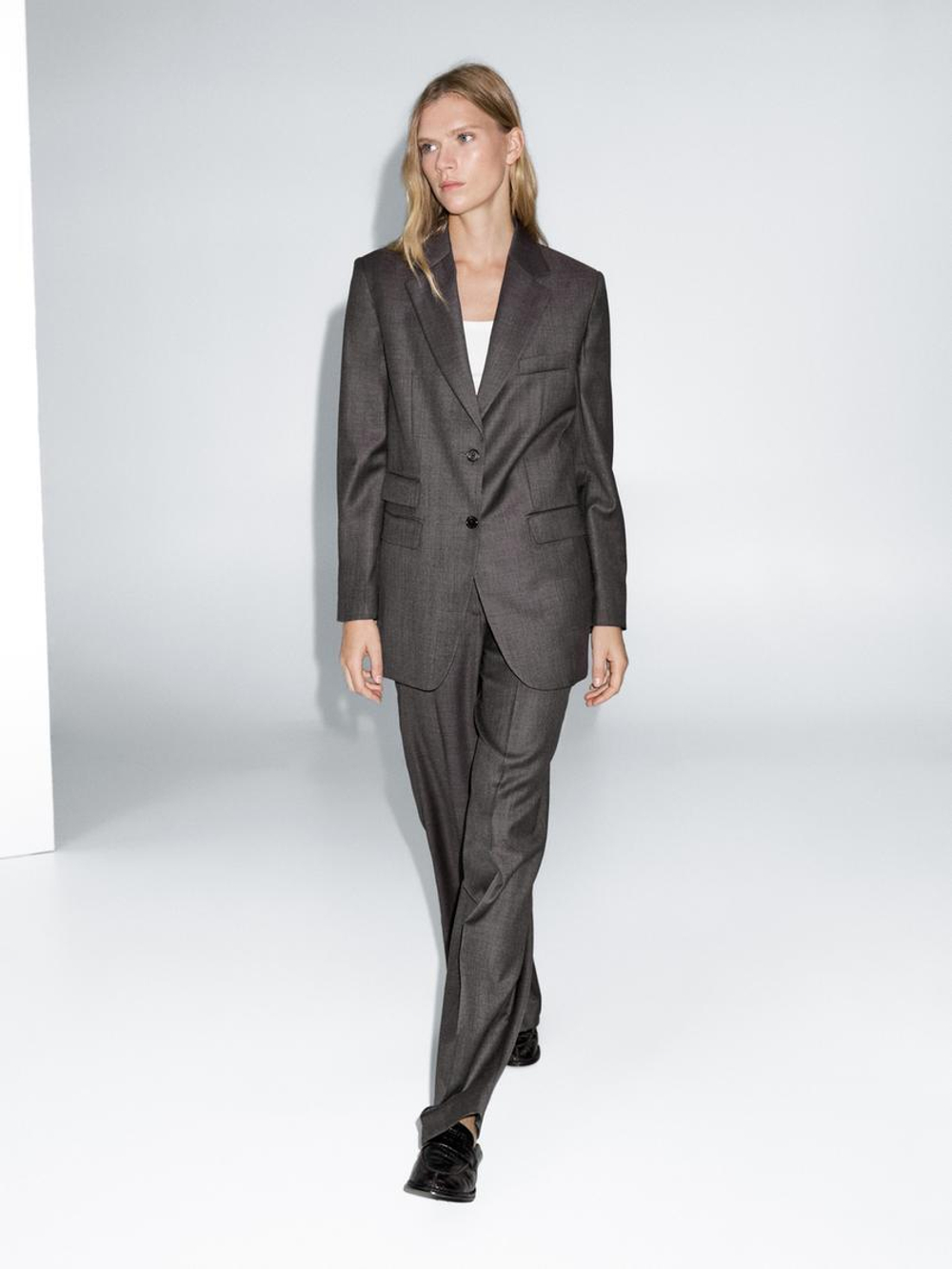 Massimo Dutti Костюмный пиджак из 100% шерсти, кротово-коричневый