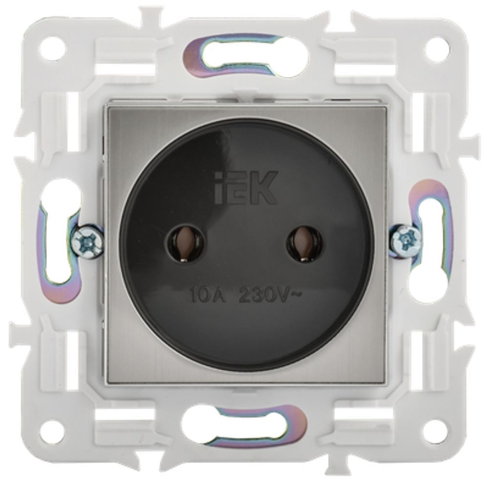 SKANDY Розетка без заземления без защитных шторок 10А SK-R02N металл никель IEK