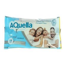 Влажные салфетки Aquella, антибактериальные, 15 шт.
