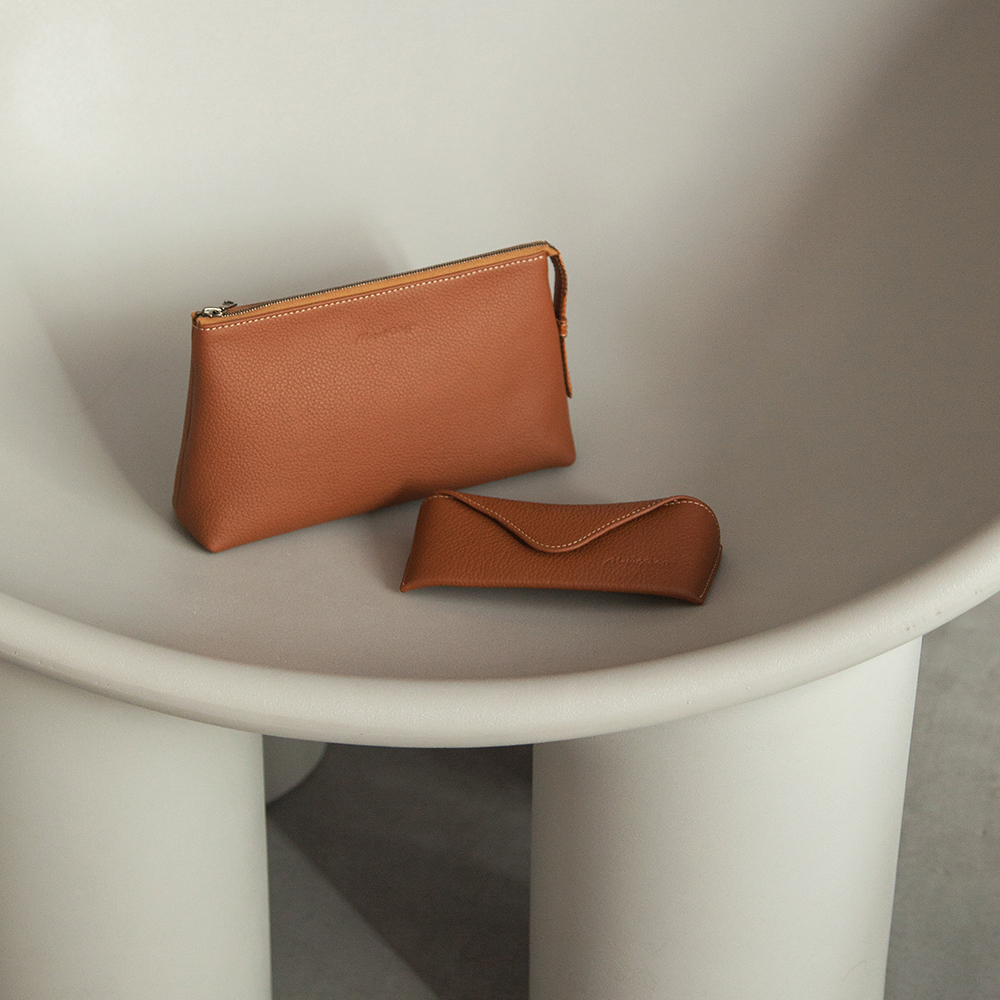 Футляр для очков Vision из кожи теленка, цвета карамели