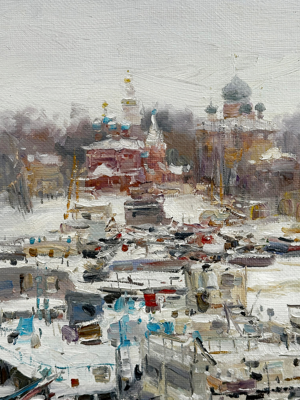 Плотников В.В. Баржа. Зима в Угличе. Холст, масло. 2009г. Размер холста 40х50 см.