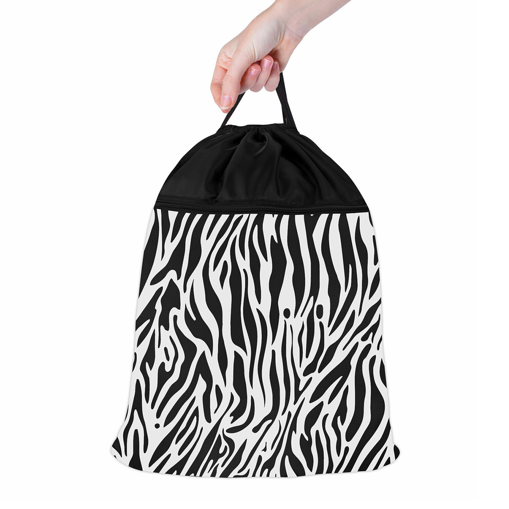 Мешок для обуви BRAUBERG большой с ручкой карман на молнии сетка 49х41 см "Zebra" (2 штуки в упаковке)