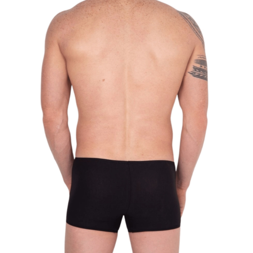 Мужские трусы боксеры черные с красно-белой вставкой Cosmos Colors CB30_RWB