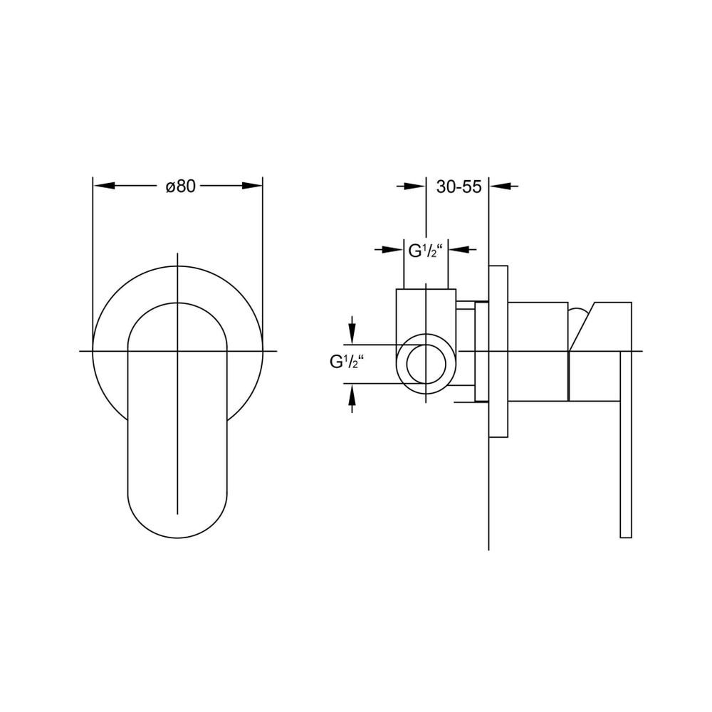 Steinberg Серия 170 Смеситель однорычажный для душа с керамическим картриджом, в комплекте соскрытым корпусом 1/2“, c уплотнительной манжетой Kerdi, хром 170 2250