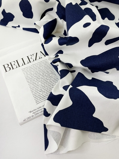 СИНИЙ - Джинс с трендовым принтом "Коровка" (1321 Ксения)