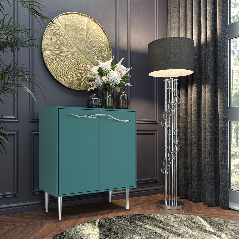 Комод Арт Колор matte Стайл Сильвер с 2 полками Пастельно-синий матовый