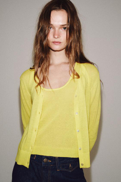 ZARA КАРДИГАН ИЗ ТОНКОГО ТРИКОТАЖА, ЖЕЛТЫЙ
