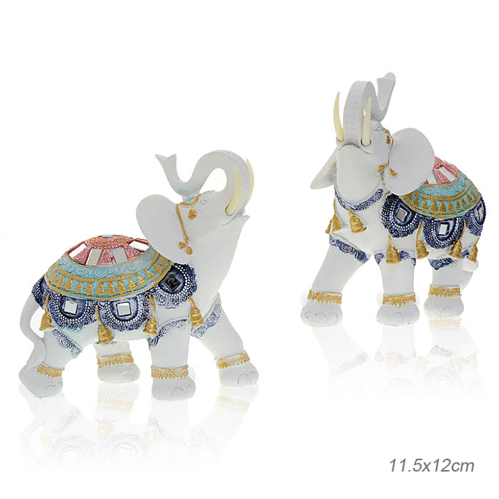 Статуэтка Слон цвет белый с цветной попоной, полистоун 22х20,5 см