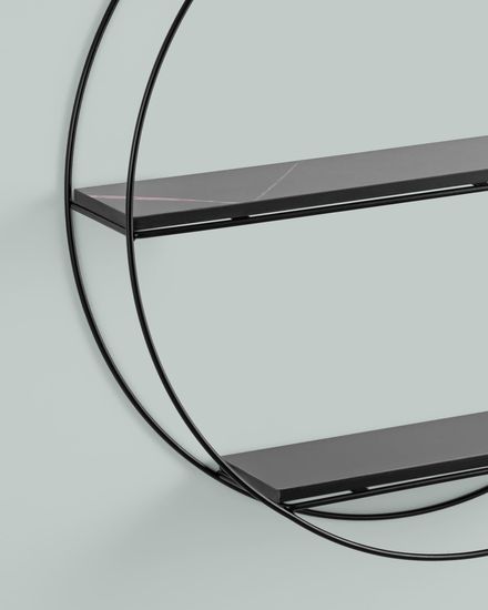 Полка Luna черная черный мрамор