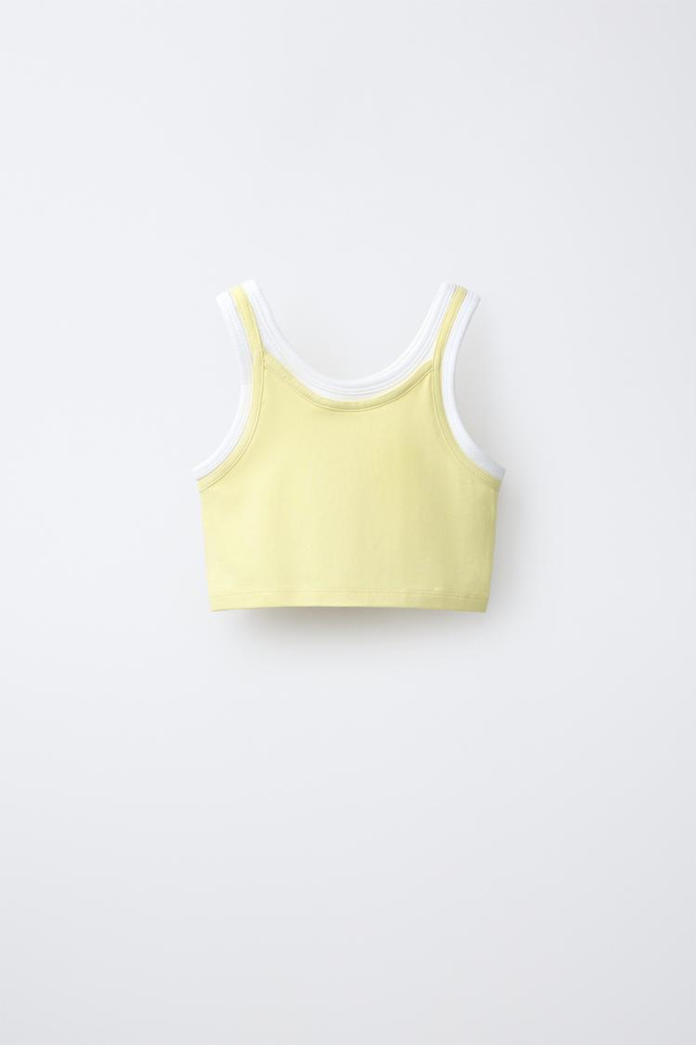 ZARA ДВУХСЛОЙНЫЙ ТОП КОНТРАСТНОГО ЦВЕТА, ЖЕЛТЫЙ