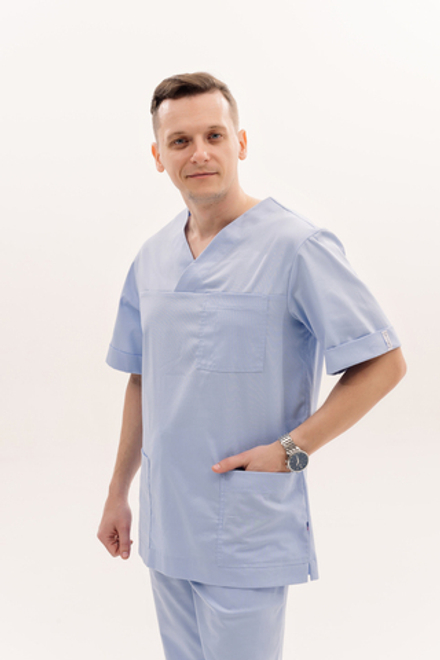 Костюм мужской ( рубашка v-вырез на запах и брюки спорт )