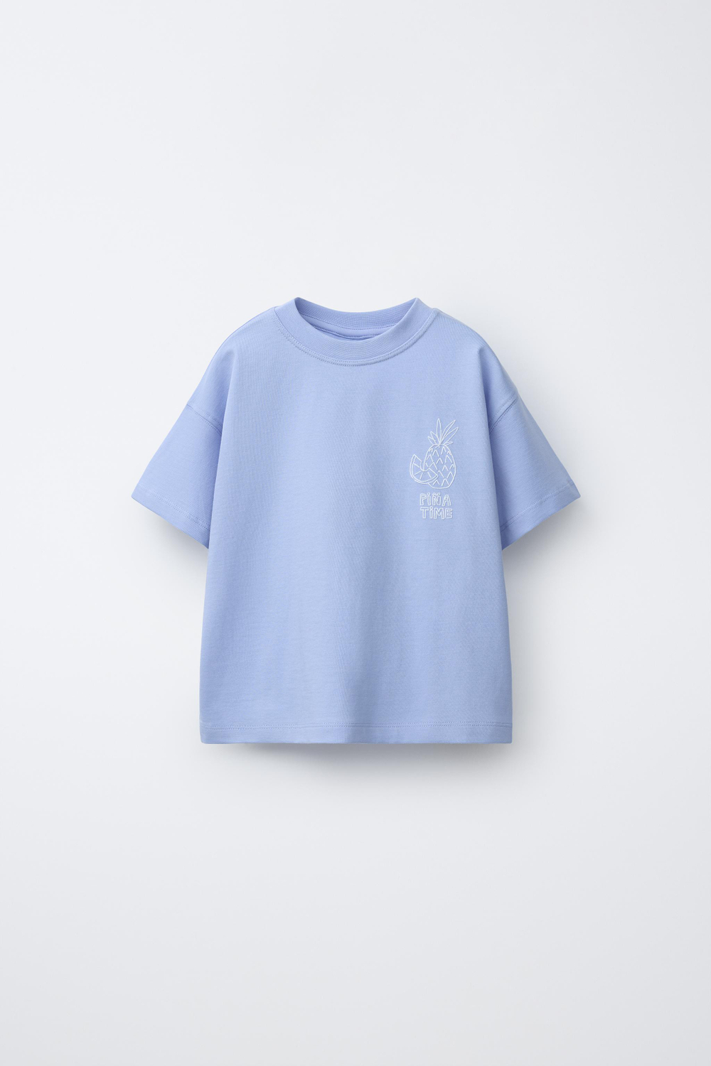 ZARA ФУТБОЛКА С ПРИНТОМ, ГОЛУБОЙ