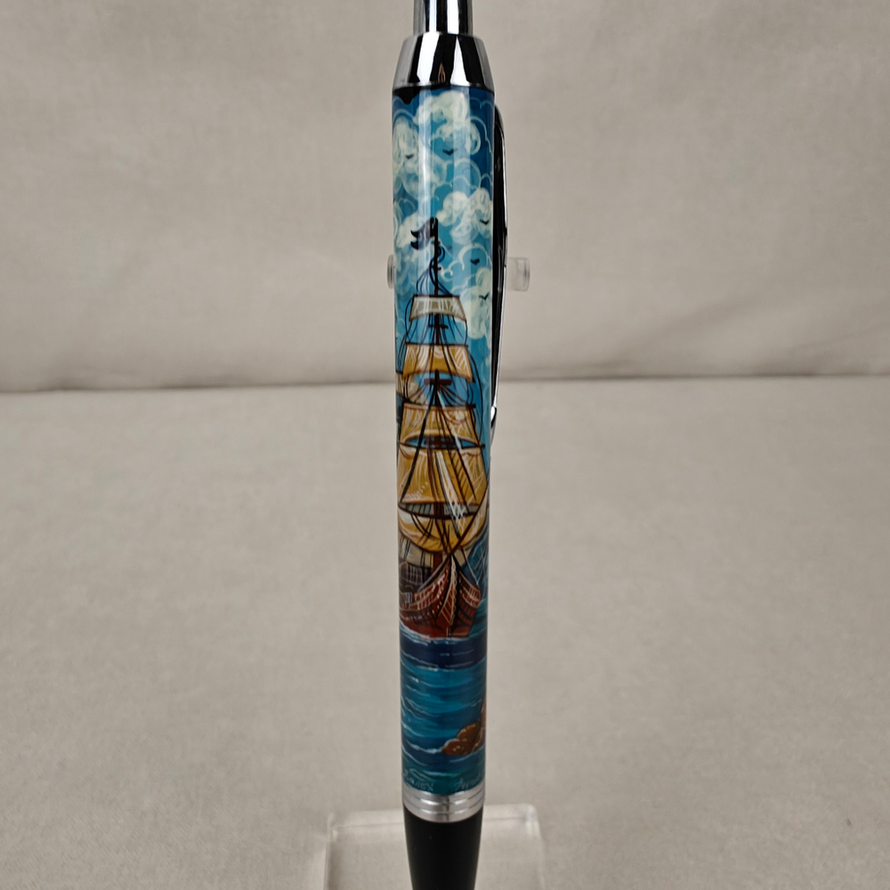 Ручка шариковая "Парусник" с ручной росписью Палех