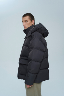 Пуховик удлиненный с капюшоном | graphite