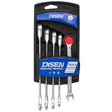 Набор ключей трещоточных 5пр.(8,10,12,13,14мм),на пластиковом держателе DISEN DSD1502