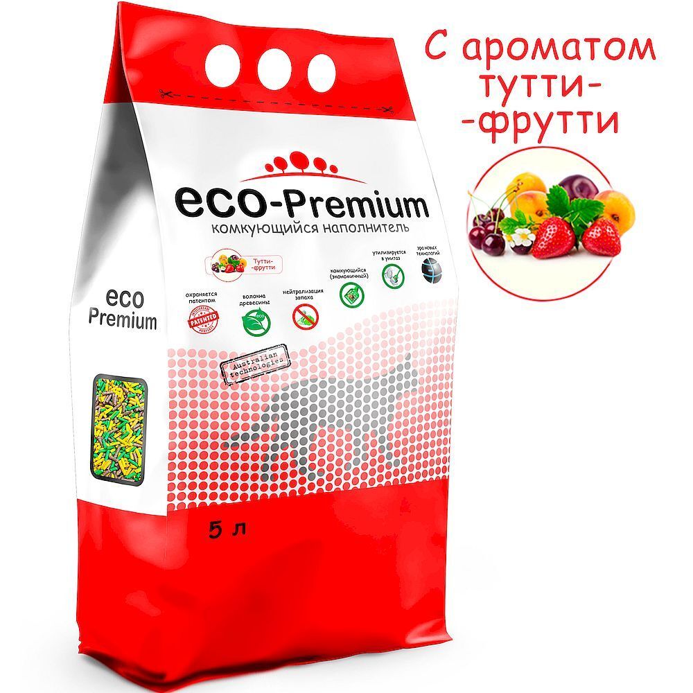 ECO Premium Тутти-фрутти наполнитель древесный  1,9 кг 5 л