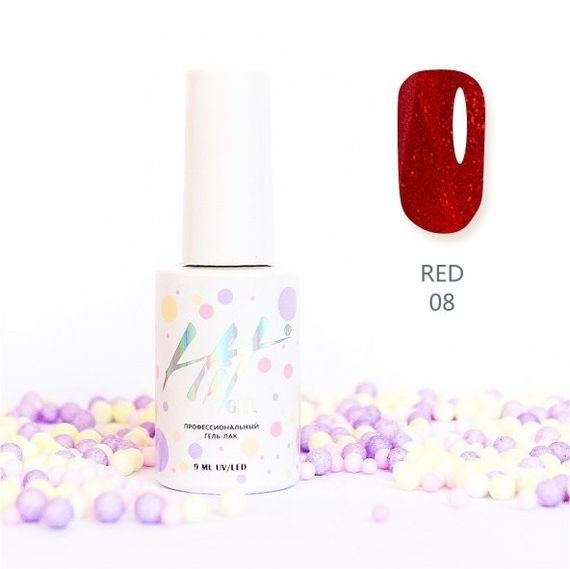 Гель-лак ТМ &quot;HIT gel&quot; №08 Red, 9 мл