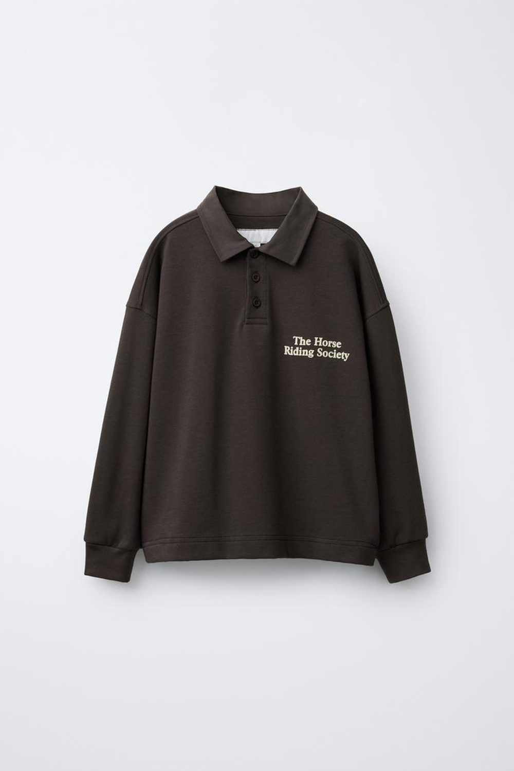 ZARA ПОЛО С ТЕКСТОМ ИЗ ВЕЛЬВЕТА, АНТРАЦИТОВО-СЕРЫЙ