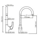 Смеситель WasserKraft Sauer для кухни Глянец Золото 17,6x10,6x35,6 см