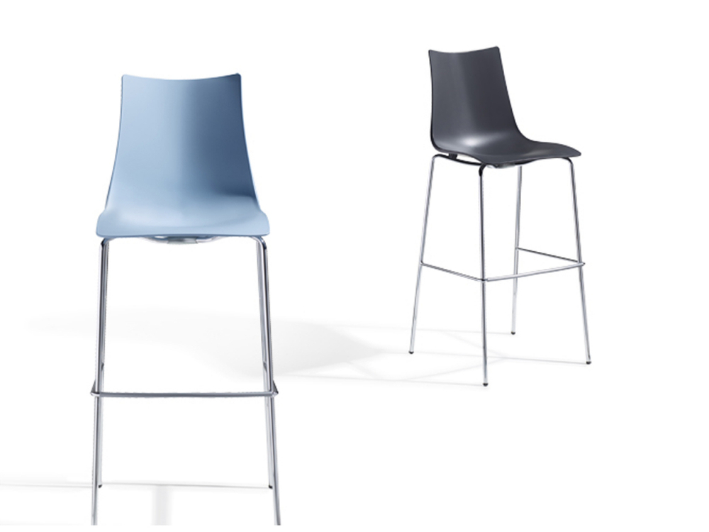 Стул барный пластиковый Scab Design Zebra Technopolymer, хром, антрацит