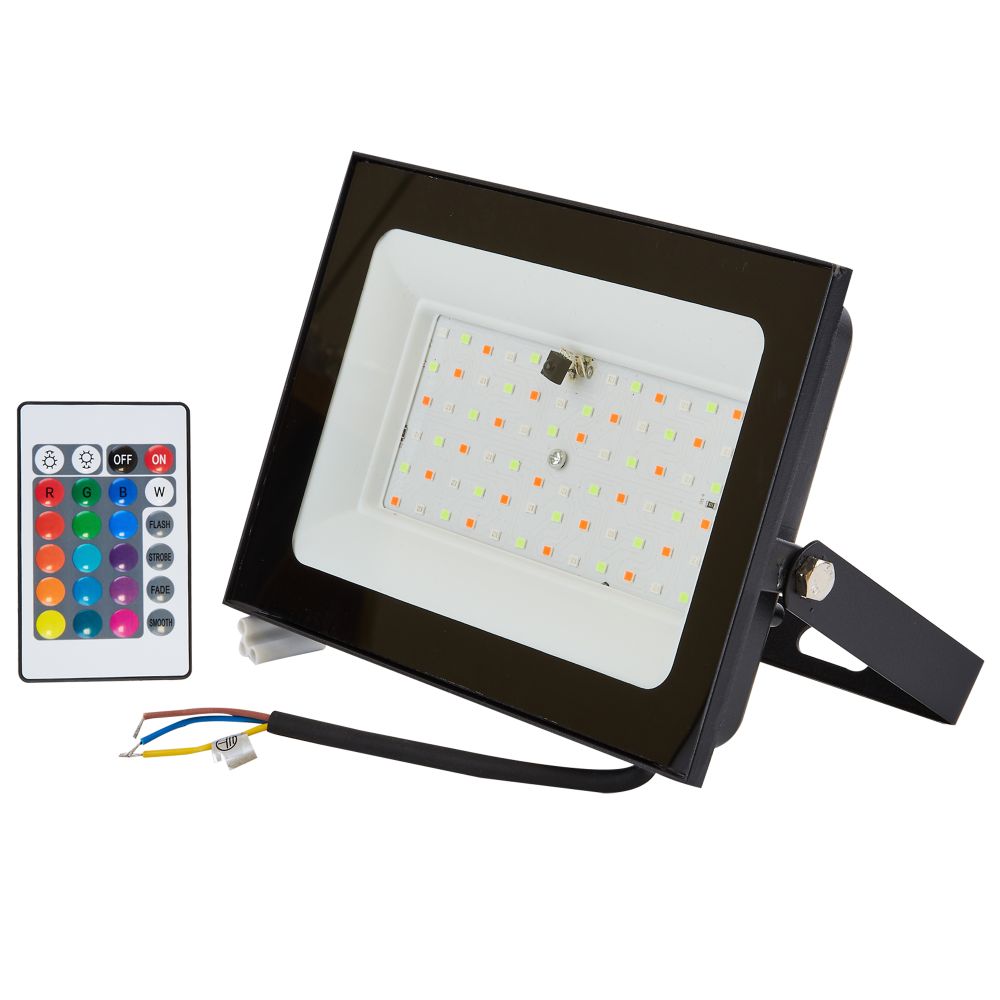 ULF-F60-50W-RGB IP65 200-240В BLACK N1 Прожектор светодиодный. Мультиколор. Пульт ДУ в-к. Корпус черный. TM Uniel